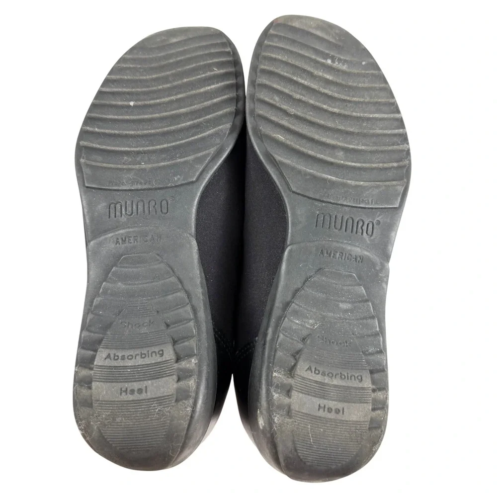 Munro Traveler Black Stretch Fabric Slip On Comfort Shoes Flat Womens 7 W